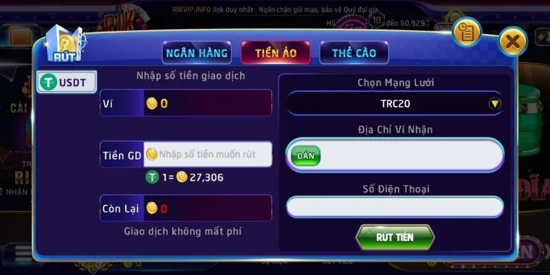 Hướng dẫn thao tác rút tiền về tài khoản ngân hàng